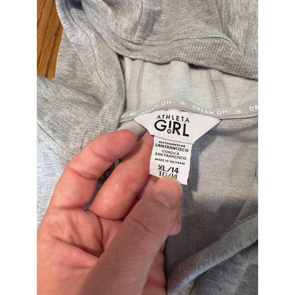 Athleta Girl Grey Heathered Half Zip Hooded Jumpsuit XL 14